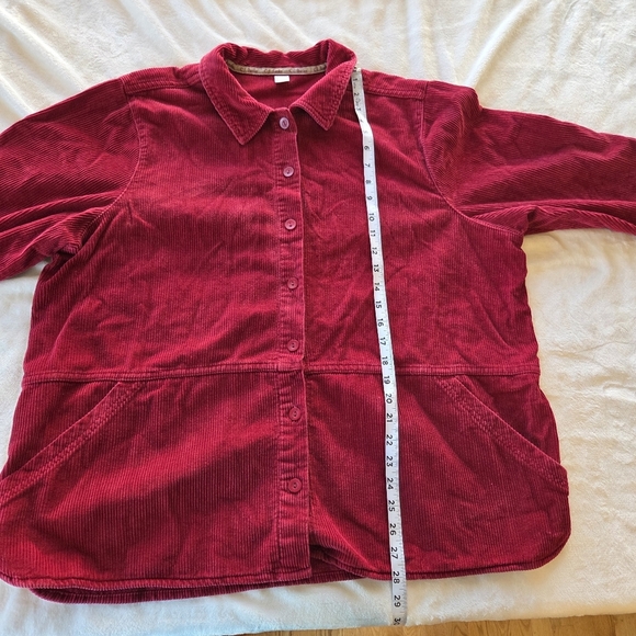 C.J. Banks Red Corduroy Button-Up Tunic Jacket 1X Pockets 100% Cotton - Picture 9 of 14